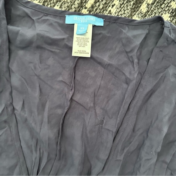 Draper James Navy Swim Sarong Coverup, Beachwear XS Kimono Drawstring V neck - Picture 8 of 11